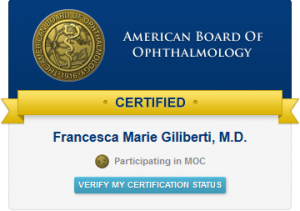 Dr. Francesca M. Giliberti Certification Status